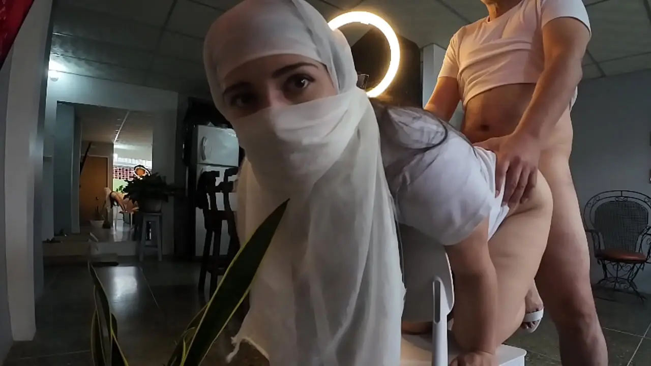 Religious muslim gets cum in her ass after hard fucking – hijab hookup